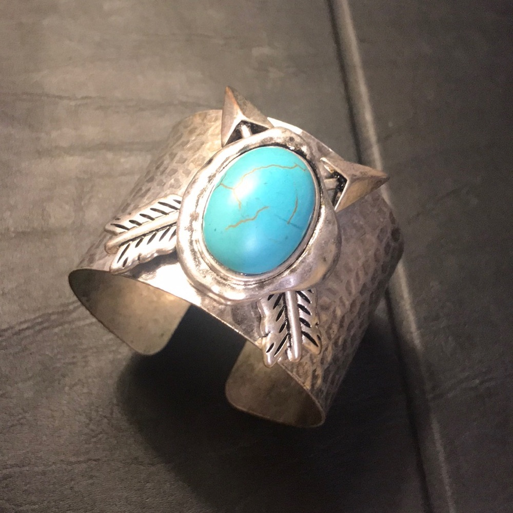 Faux Turquoise Sterling Silver Bracelet